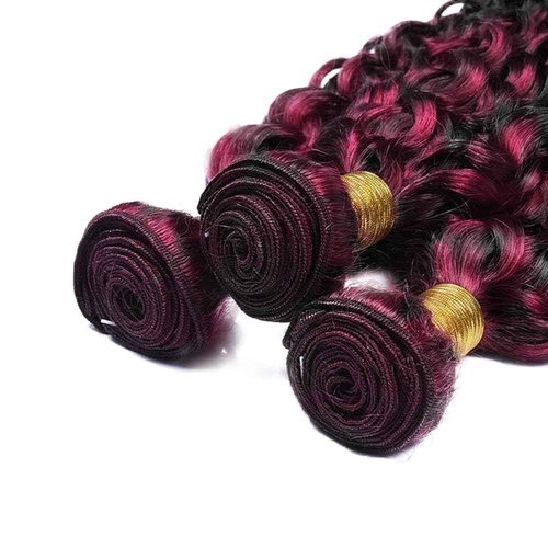 Habiliana Bundles Human Hair 24 26 28 Inch Jerry Curly Wave Burgundy P1B/99J Human Hair Bundles 11A Unprocessed Brazilian Virgin Quick Weave Hair Extensions for Black Women