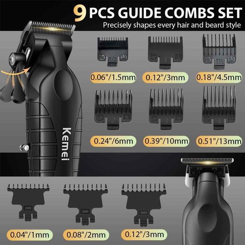 KEMEI 2293 2290D Cordless Hair Clippers for Men Professional,Hair Trimmer,Mens Barber Clippers and Trimmers Set,Electric Hair Cutting Kit,Clipper for Barbers,Rechargeable Haircut Tools,Black