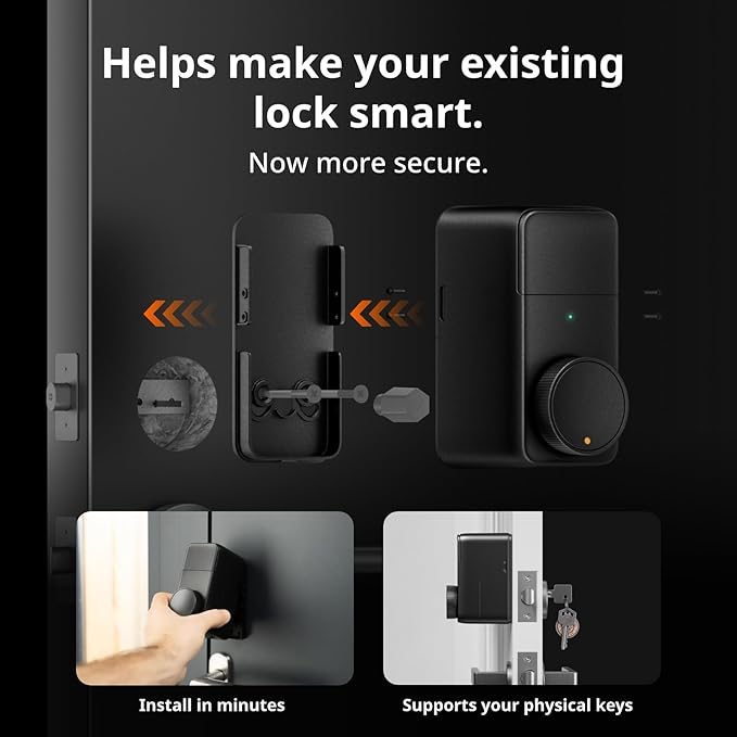 SwitchBot WiFi Smart Lock Pro + Hub Mini Matter, Keyless Entry Smart Deadbolt Retrofit for Existing Deadbolt, Install in Minutes, Matter Siri HomeKit/Apple Watch, Alexa Google IFTTT