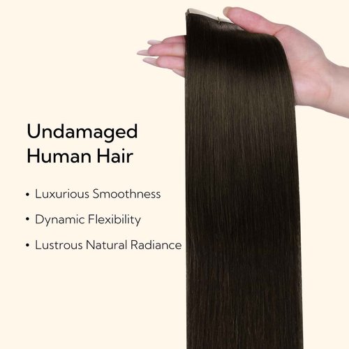 HOTBANANA Wide Tape in Hair Extensions Human Hair, DIY Cut dark brown weft tape in extensions real human hair,18inch 100g 20pcs Dark Brown Straight Style