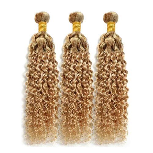 Giginger P27/613 Blonde Jerry Curly Human Hair Bundles 20 22 24 Inch Highlight Honey Blonde Jerry Curly Bundles 100% Unprocessed Raw Quick Weave Hair for Black Women