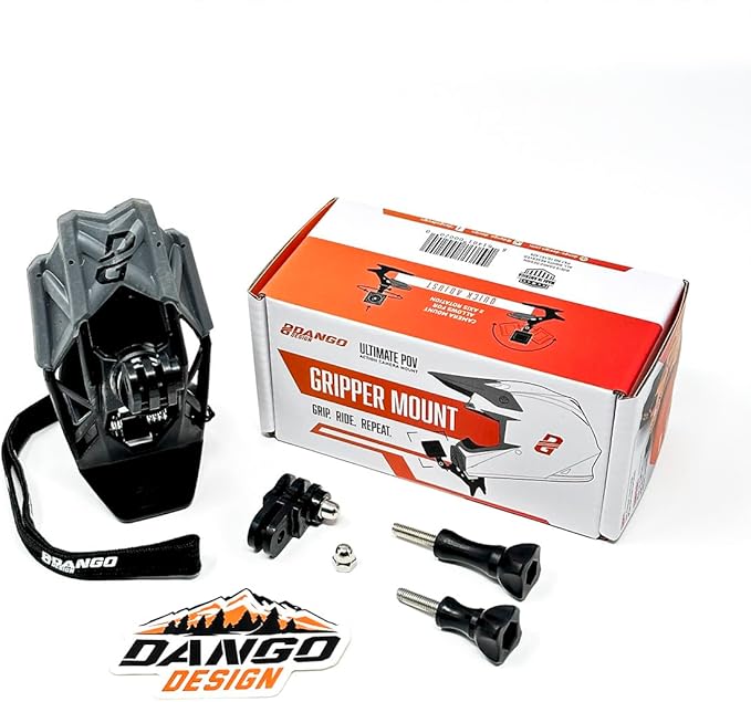 Dango Design Gripper Mount for GoPro/Osmo/Insta360 | Universal Helmet Clamp Mount for Action Cameras | Dirtbike, Motocross, Enduro, Motorcycle, and ATV Helmets | Action Orange