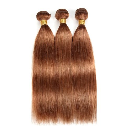 Giginger Brazilian Human Hair Bundles 18 20 22 Inch Color 30 Light Brown Straight Bundles Human Hair Straight Unprocessed Virgin Quick Weave Hair for Black Women