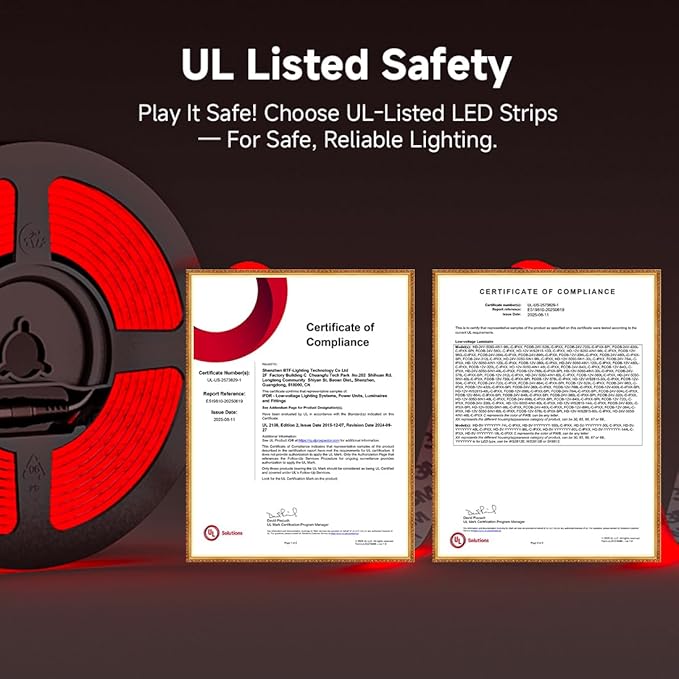 BTF-LIGHTING FCOB COB 3mm Width UL Listed Super Narrow Flexible Uniform LED Strip Light Red Color 16.4FT DC12V CRI 90+ Dimmable LED Ribbon for Kitchen Home Indoor Decor(No Adapter or Controller)