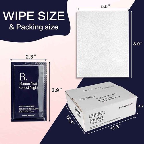 OPPEAL.HOSMALL 500ct Facial Cleansing Wipes Gentle Makeup Remover, Waterproof Individually Wrapped, Fragrance, Oil & Alcohol Free