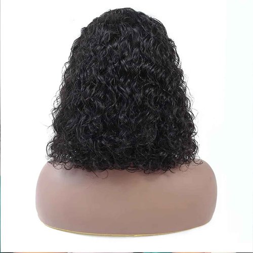 yuccy Curly Bob Wig Human Hair 13X4 Water Wave Lace Front Wig Human Hair Pre Plucked 250% Density Curly Bob Wigs for Women Natural Color 14 Inch…