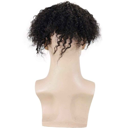 Dreambeauty Men's Toupee 100% Remy Human Hair Natural Black Color Curly Toupee for Men Thin Skin Mono Net with PU around Hair Replacement System Hairpieces for Men (10x8 Inch)