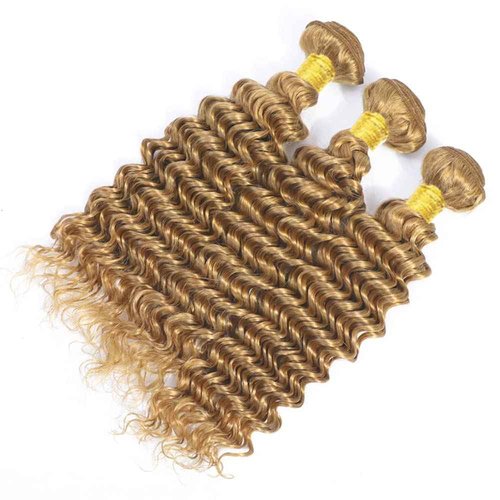 Condescension Brazilian Human Hair Bundles 24 26 28 Inch Deep Wave 3 Bundles Human Hair 100% Unprocessed Remy Brazilian Virgin Weave Hair Honey Blonde 27 for Women