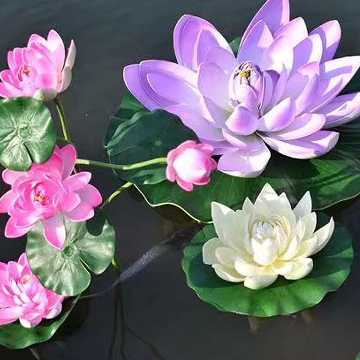 FZBNSRKO Artificial Lotus,4PCS 7.1" Inch Floating Foam Lotus Flowers for Pool,Realistic Water Lily Pads for Home Outdoor Patio Pond Wedding Party Decorations,Peach Red