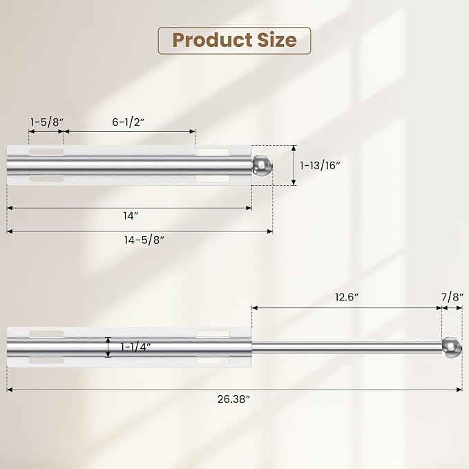 Supforce 14" Valet Rod for Closet Pull Out, Retractable Slide Out Valet Rod Closet Organization, Aluminum Valet Clothing Hanger Rods Perfect for Suits, Dresses & Freshly Pressed Clothes, White