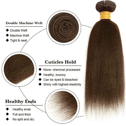 Condescension Human Hair Bundles 16 18 20 Inch Color 4 Kinky Yaki Wave Human Hair Bundles Unprocessed Brazilian Virgin Hair for Black Women