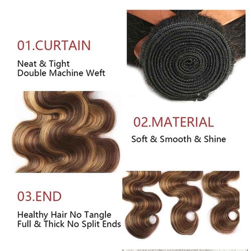 30 32 34 inch LadrXadr #27 Human Hair Bundles 4/27 Body Wave Bundle Ombre Human Hair Bundle Highlight Color