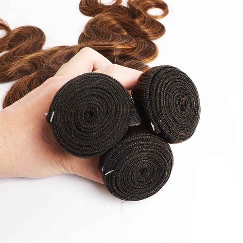 Giginger Bundles Human Hair Body Wave Human Hair Bundles 22 24 26 Inch Brazilian Chocolate Brown Highlight P4/30 Unprocessed Quick Weave Soft Sewn In Hair Extensions for Black Women