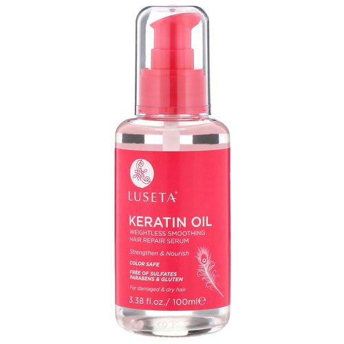 Luseta Keratin Shampoo & Conditioner set(16.9 oz), Keratin Leave in Conditioner(8.5 oz), Keratin Hair Mask(16.9 oz) and Keratin Hair Oil (3.38 oz) Bundle