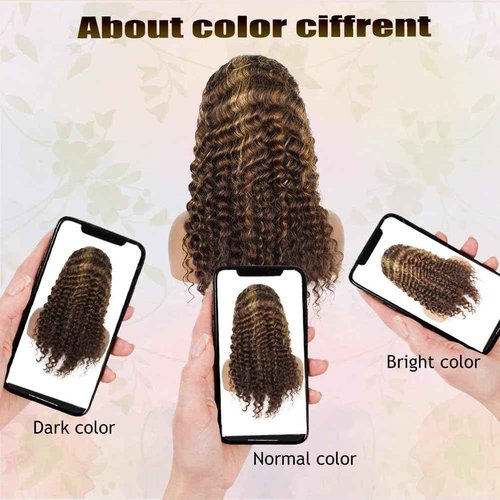 Leximi Honey Blonde 13x4 Deep Wave Lace Front Wigs Human Hair Pre Plucked with Baby Hair 4/27 Highlight Glueless HD Transparent Lace Frontal Wigs for Black Women 180 Density (24 Inch)