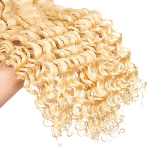 Habiliana Human Hair Bundles 16 18 20 Inch Blonde 613 Deep Wave Bundles Human Hair 100% Unprocessed Soft Sewn In with Double Drown Weft for Black Women