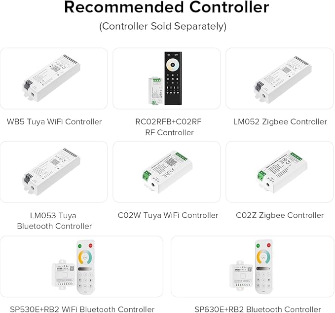 BTF-LIGHTING IP66 FCOB CCT COB LED Strip Tunable 2700K-6500K DC12V 2X16.4FT Total 32.8FT 640LED/m CRI 90+ Flexible High Density LED Light Black PCB for Indoor Decor(No Adapter or Controller)