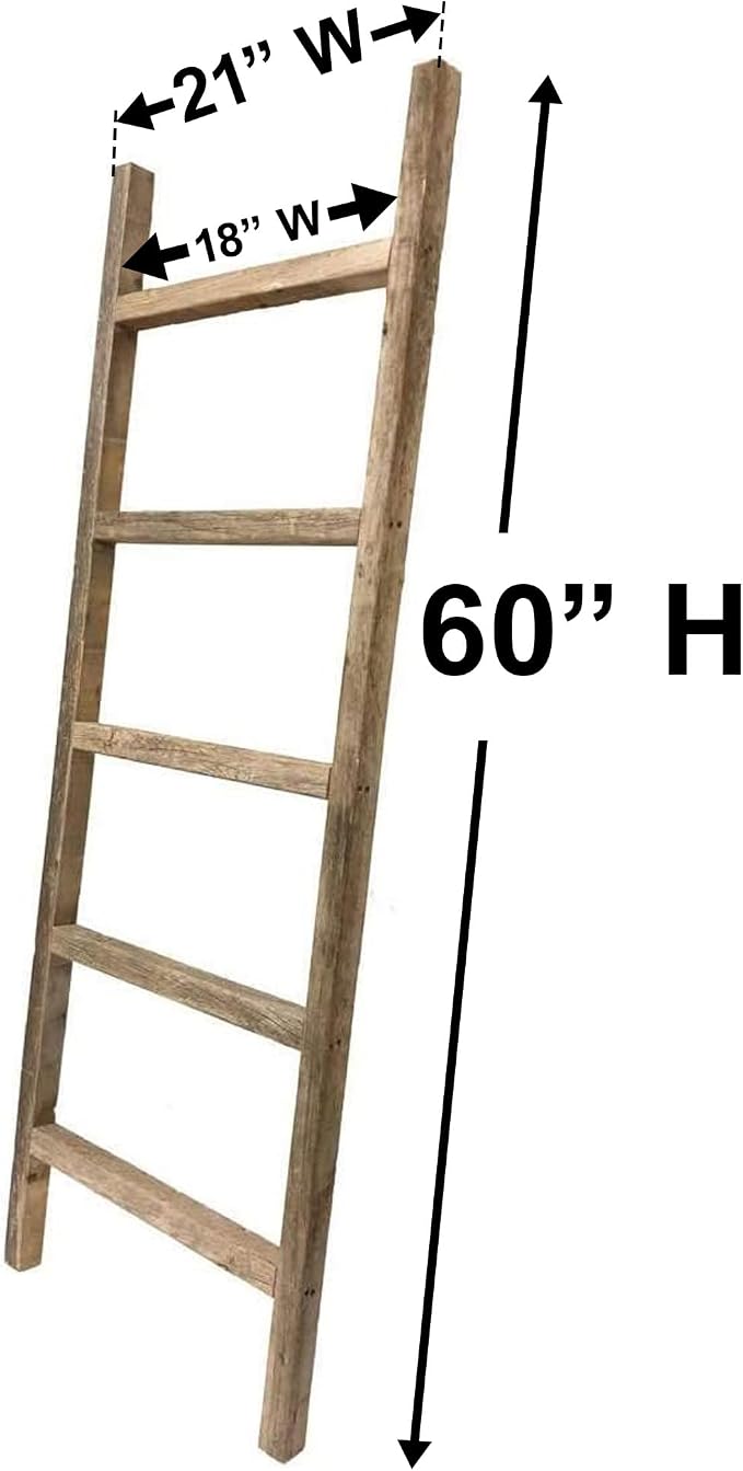 BARNWOODUSA Rustic Farmhouse Decorative Ladder - Our 5 ft Ladder can be Mounted Horizontally or Vertically and is Crafted from Upcycled Wood No Assembly Required Rustic Red