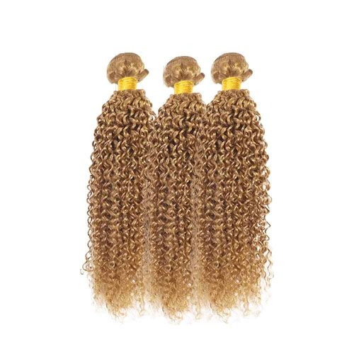 Fabimiya 22 24 26 Inch Human Hair Bundles Honey Blonde 27# Jerry Curly Bundles Human Hair 100% Unprocessed Soft Sewn In Hair with Double Weft for Black Women