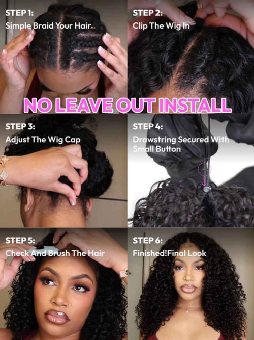 UNICE InvisiBlend V Part Wig Water Wave Mixed Curly Seamless Blending Human Hair Glueless Wig with Drawstring Minimal Leave Out Upgrade U Part Wig Beginner Friendly 150% Density 16 Inch