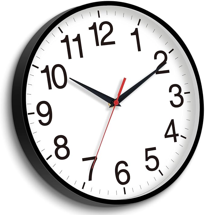 Rohioue 18 Inch Wall Clock, Modern Battery Operated Wall Clocks, Silent Non Ticking Large Analog Clock for Living Room, Office, Home, Bedroom, Kitchen, Bathroom(Black)