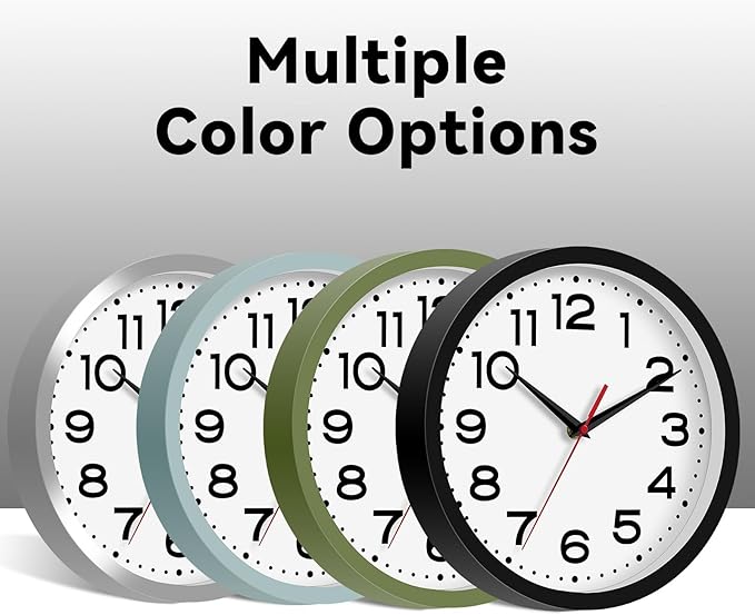 Roymnie Wall Clock Silent Non-Ticking Modern Clock Battery Operated 8 Inch Small Classic Analog Decorative for Classroom, Living Room, Office, Bedroom, School, Hotel (Black)