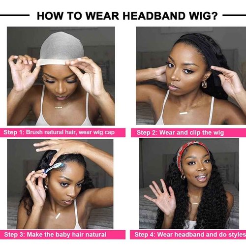 Smoothair Headband Wig Human Hair Kinky Curly Headband Wigs for Black Women Human Hair Wigs Glueless 22 Inch None Lace Front Wigs 150% Density (No Mixed)