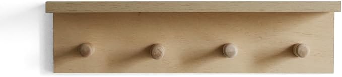 Entrance Coat Rack ，Coat Hooks, Wall-Mounted Wooden Hook Rack, Wall-Mounted Shelves(Birch Color Finish—A-1)