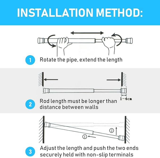 MEXAU 2 Pack White Tension Rod 16 To 26 Inch Spring Tension Rod Adjustable Spring Curtain Rods No Drilling Short Curtain Rod Extendable Small Spring Tension Rod for Closet Cupboard Bars Refrigerator
