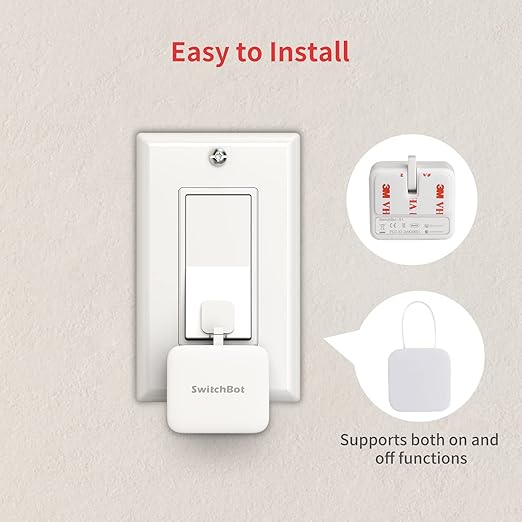Switchbot Smart Switch Button Pusher (Bluetooth) – Fingerbot for Rocker Switch/One-Way Buttons with bot Black, App Timer Control, No Wiring, Optional Hub Required for Voice/Remote, White
