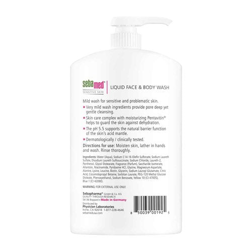 SEBAMED Paraben-Free Face and Body Wash With Pump for Sensitive and Delicate Skin pH 5.5 Ultra Mild Dermatologist Recommended Cleanser 33.8 Fluid Ounces (1 Liter) Set of 2 Value Pack, green
