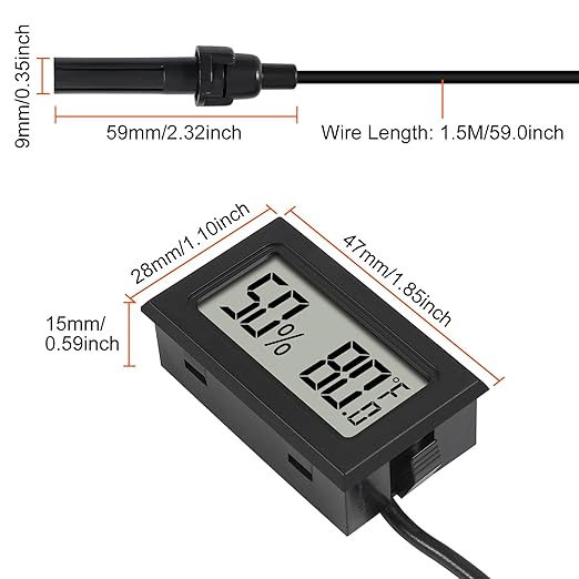 6Pcs Mini Digital Thermometer Hygrometer Gauge with Probe Sensor LCD Display Meter Indoor Temperature Humidity Fahrenheit Meter for Incubator Reptile Plant Tank Garden ℉