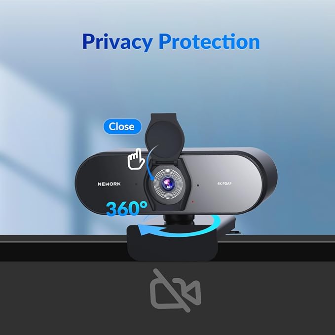 4K Webcam for PC with PDAF & CDAF Dual-autofocus, Ultra 4K HD, 2 Noise Reduction Mics, Auto Light Correction, USB-A, Privacy Cover, 79°FOV, Streaming Camera for PC, Mac, Laptop, Video Calls