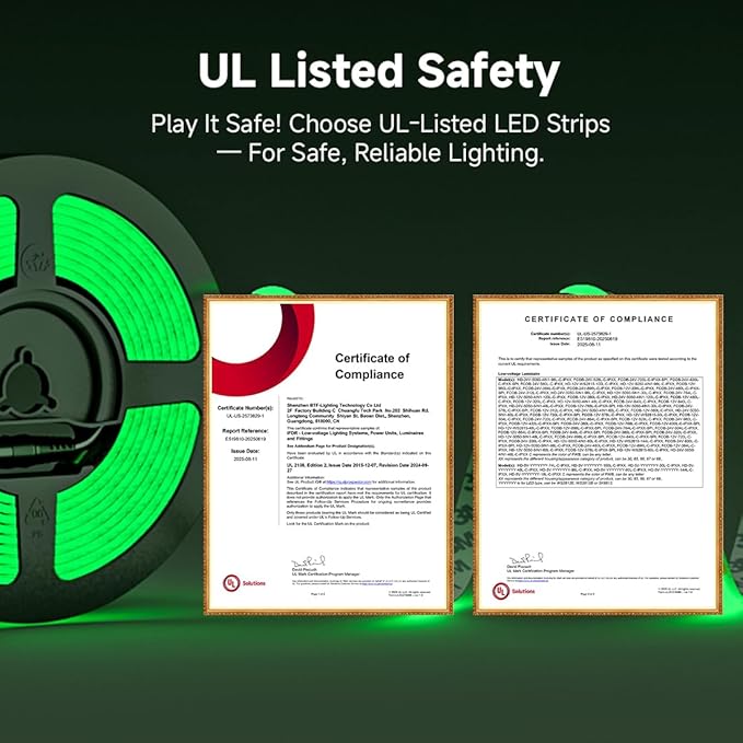 BTF-LIGHTING FCOB IP65 Waterproof Green Color COB LED Strip 16.4FT DC24V 480LED/m 8mm Width Flexible High Density CRI 90+ Dimmable LED Light for Home Indoor Decor(No Controller or Adapter)