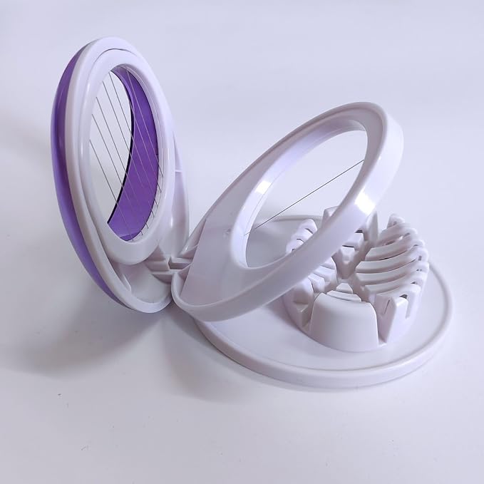 Egg Slicer for Hard Boiled Eggs,Easy to Cut Egg into Slices, Wedge and Dices, Sturdy ABS Body with Stainless Steel Wires,Non-slip Feet,Dishwasher Safe, BPA Free (Purple)