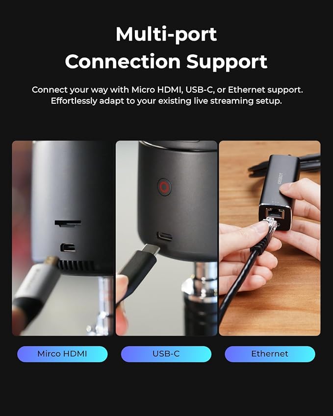 OBSBOT Tail Air NDI Streaming Camera 4K, AI Tracking PTZ Camera with Intelligent APP, Gesture Control, HDMI/USB-C/Wireless Webcam, Live Streaming Cameras (Tail Air+Remote (NDI Activated))