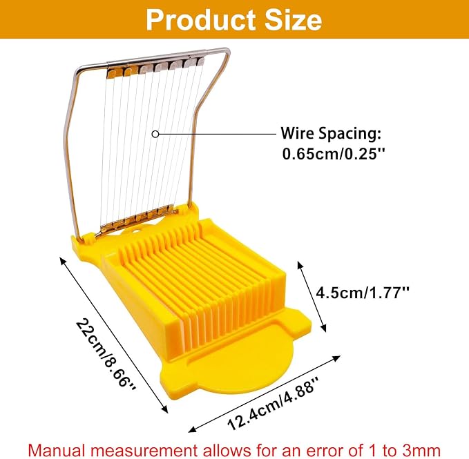 Egg Slicer for Hard Boiled Eggs, Food Slicer with 14 Stainless Steel Wires, Heavy Duty Hard Boiled Egg Cutter, Spam Slicer for Soft Fruit Strawberry Luncheon Meat Home Use (1Pcs, Yellow)