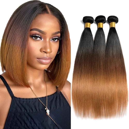 Condescension Brazilian Omber T1B/4/30 Human Hair Bundles 26 28 30 Inch Straight Hair 3 Bundles Human Hair 100% Unprocessed Remy Virgin Weave Hair for Women