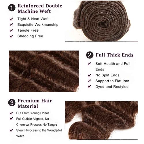 26 28 30 Inch Color #4 Bundles Chocolate Brown Deep Wave Bundle Brazilian Virgin Hair 3 Bundles Color #4 Deep Wave Hair Extensions