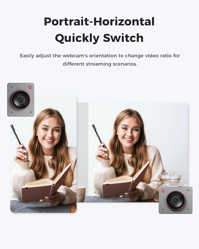 OBSBOT Meet 2 Ultra HD 4K Streaming Webcam, 1080p at 60 FPS, Video Conference Camera with AI Automatic Cropping, USB-C, Dual Noise Reducing Mics, Works with MS_Teams/Zoom- Gray