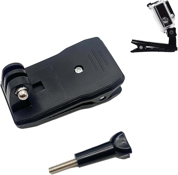 2 Pack 360 Rotation Backpack Fast Clip Clamp Mount for Gopro Hero 13, 12, 11, 10, 9, 8, 7, 6, 5, 4, Session, 3+, 3, 2, 1, Hero (2018) for DJI Osmo and Other Action Cameras