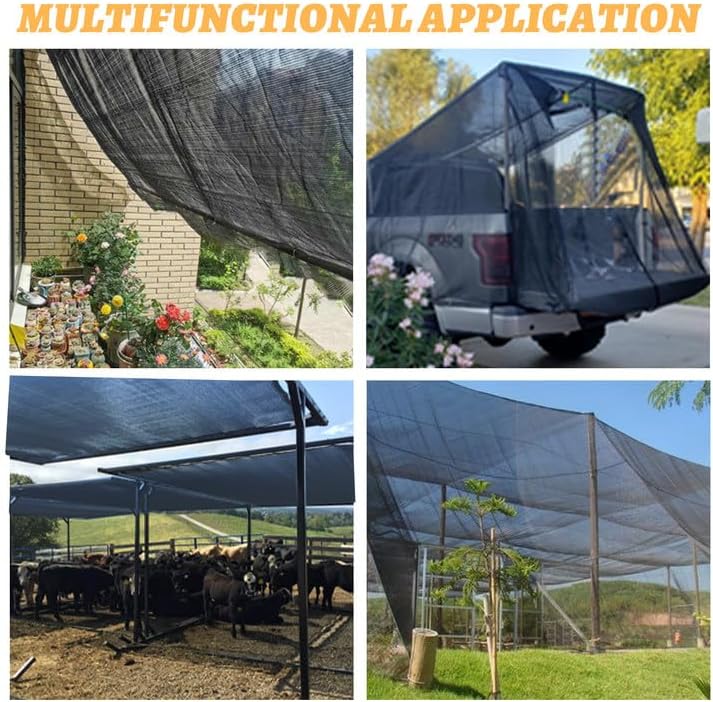 Cool Area 55% 6.5x20ft Sunblock Shade Cloth Cover Mesh UV Resistant Net for Garden Flower Plant Greenhouse, Black
