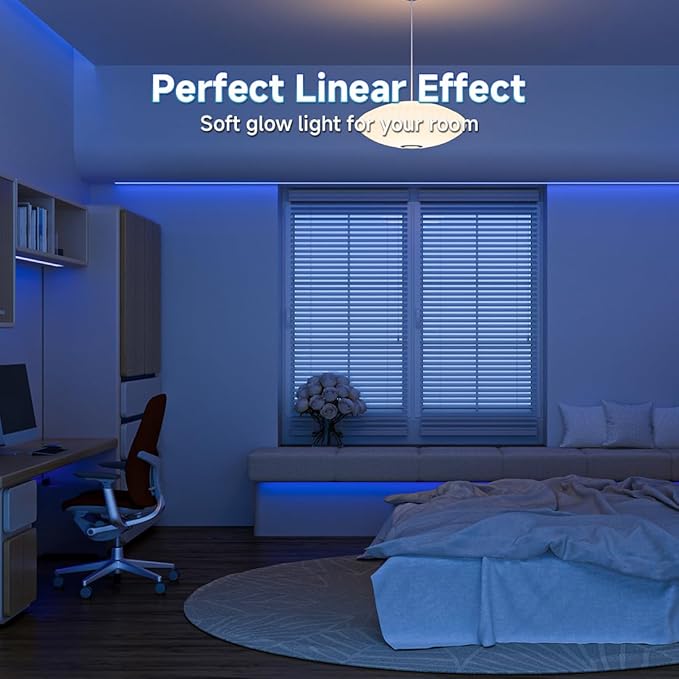 BTF-LIGHTING COB LED Strip Light 24V 16.4FT UL Listed, Blue Color Dimmable High Density Flexible Tape Light with RF Remote & ETL Power Adapter, Ultra Bright for Bedroom Kitchen Home Indoor Lighting