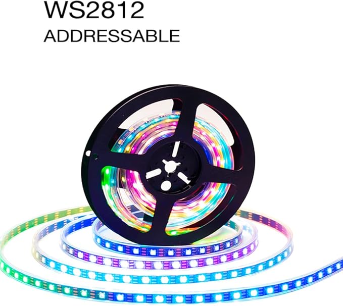 WS2812B LED Strip Individually Addressable Light WS2811 IC WS2812 60Pixels/m SMD 5050 RGB Pixel Strip DC5V (16.4FT 300LEDS Non-Waterproof, Black PCB)
