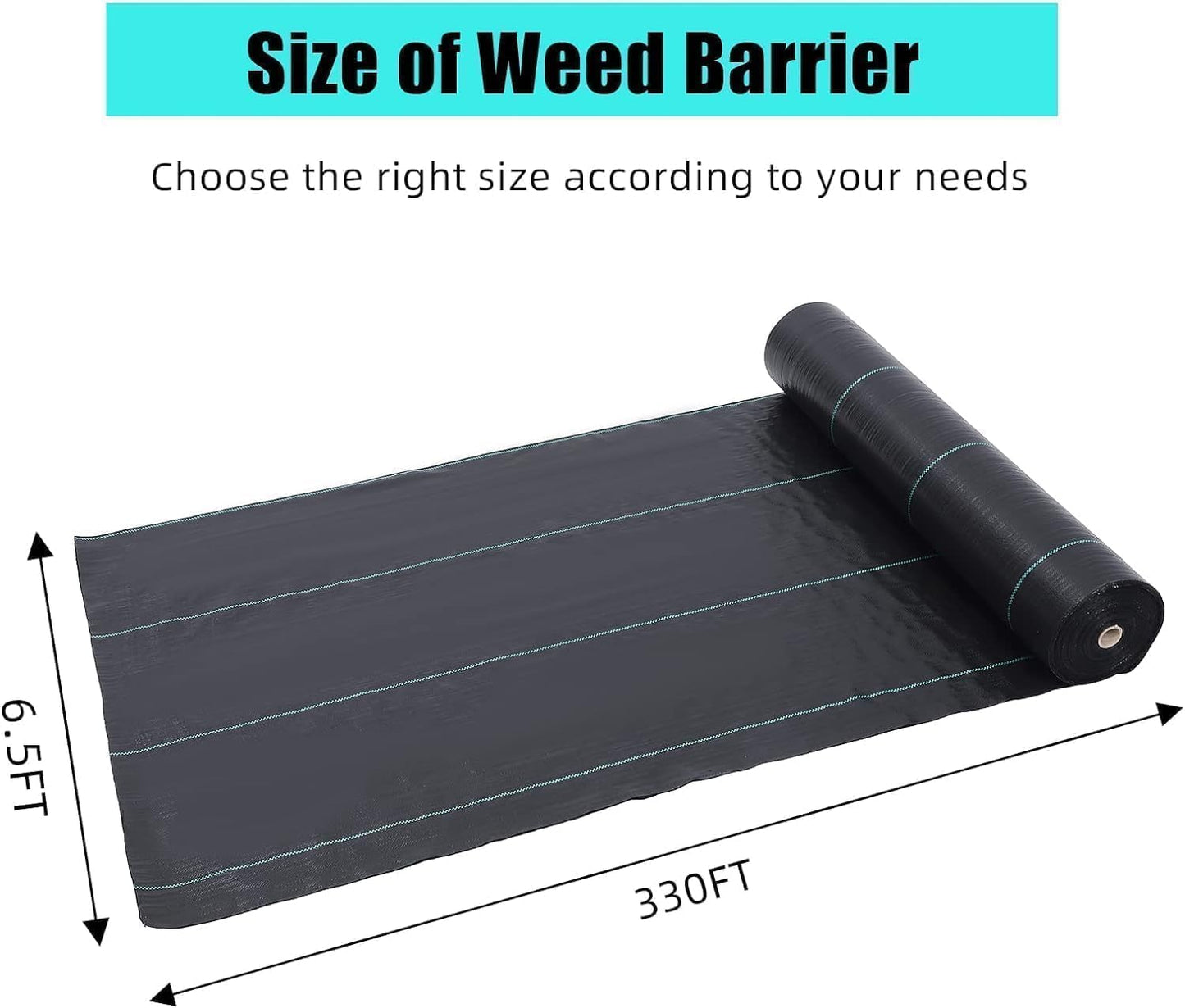 6.5 Ft x 330 Ft Heavy Duty Weed Barrier Landscape Fabric, 3.2Oz Professional Grade Weed Barrier Fabric for Gardening, Erosion Control & Construction, Durable Polypropylene Ground Cover