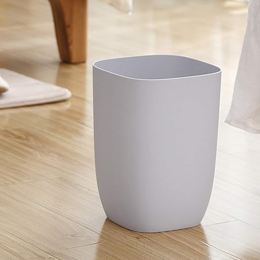 Bathroom Trash Can, Small Garbage Can for Bedroom, Living Room, Kitchen, Slim Cute Plastic Waste Basket for Office, 7L, Grey