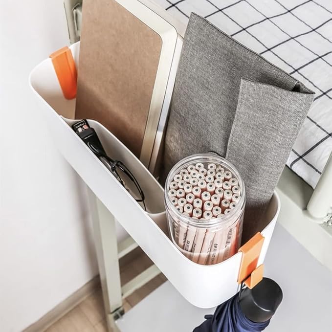 Bedside Storage Organizer Caddy Hanging Organizer Bunk Bed Shelf Holder Pocket for College Dorm Room Baby Bed Rails (Orange)