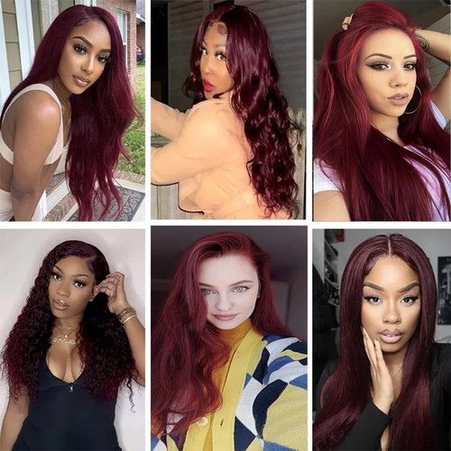 Giginger Brazilian Human Hair Bundles Burgundy 99J Straight Human Hair Bundles 20 22 24 inch Wine Red Unprocessed Virgin Quick Weave Hair for Black Women