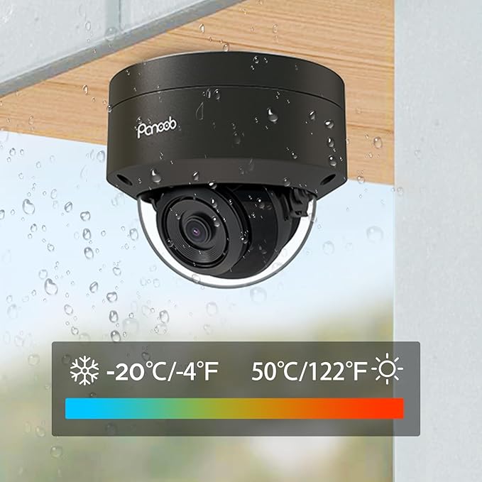 5MP PoE IP Outdoor/Indoor Vandal Proof Dome Camera, 2.8mm 110°Wide Angle, H.265 Security IP PoE Camera, 100ft IR Night Vision, IP66 IK10 Resistance, AI Human Detection, PD54BA3-5M (Not PTZ)