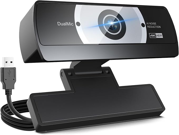 4K Webcam for PC - 4K Ultra HD Computer Camera with PDAF Autofocus, AI Noise-Canceling Mic, USB Plug & Play, 80° FOV & Auto Lighting Correction for Laptop & Desktop (Social Streaming Video Call)